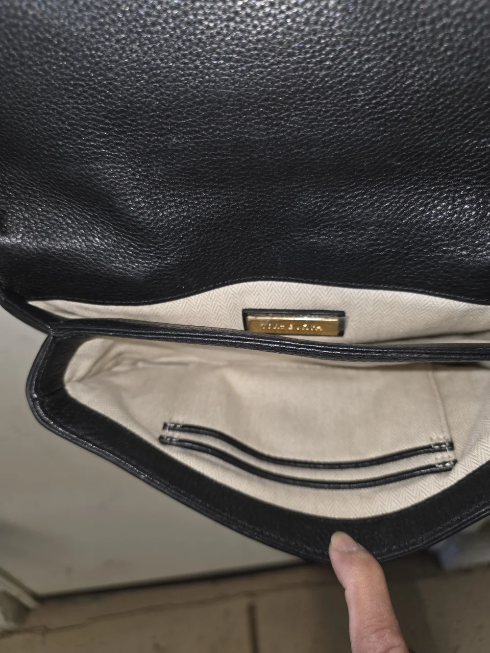 Tory Burch Black Leather Crossbody with Gold Chain